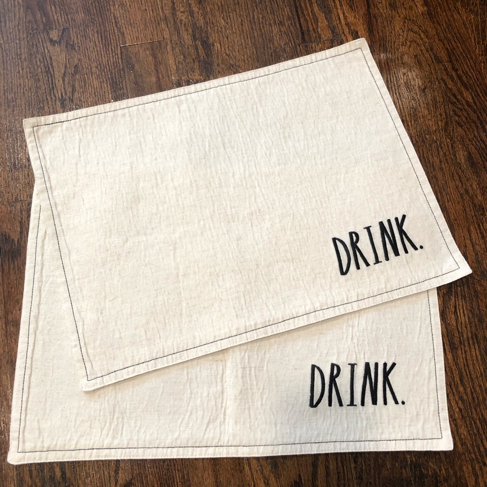 Set of 2 DRINK. Rae Dunn place mats